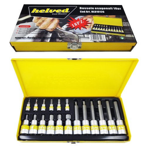 Bussole Esagonali 18 Pezzi Cromo Vanadio, Helved Hld10120 Bussole Esagonali 18 Pezzi Cromo Vanadio, Helved Hld10120